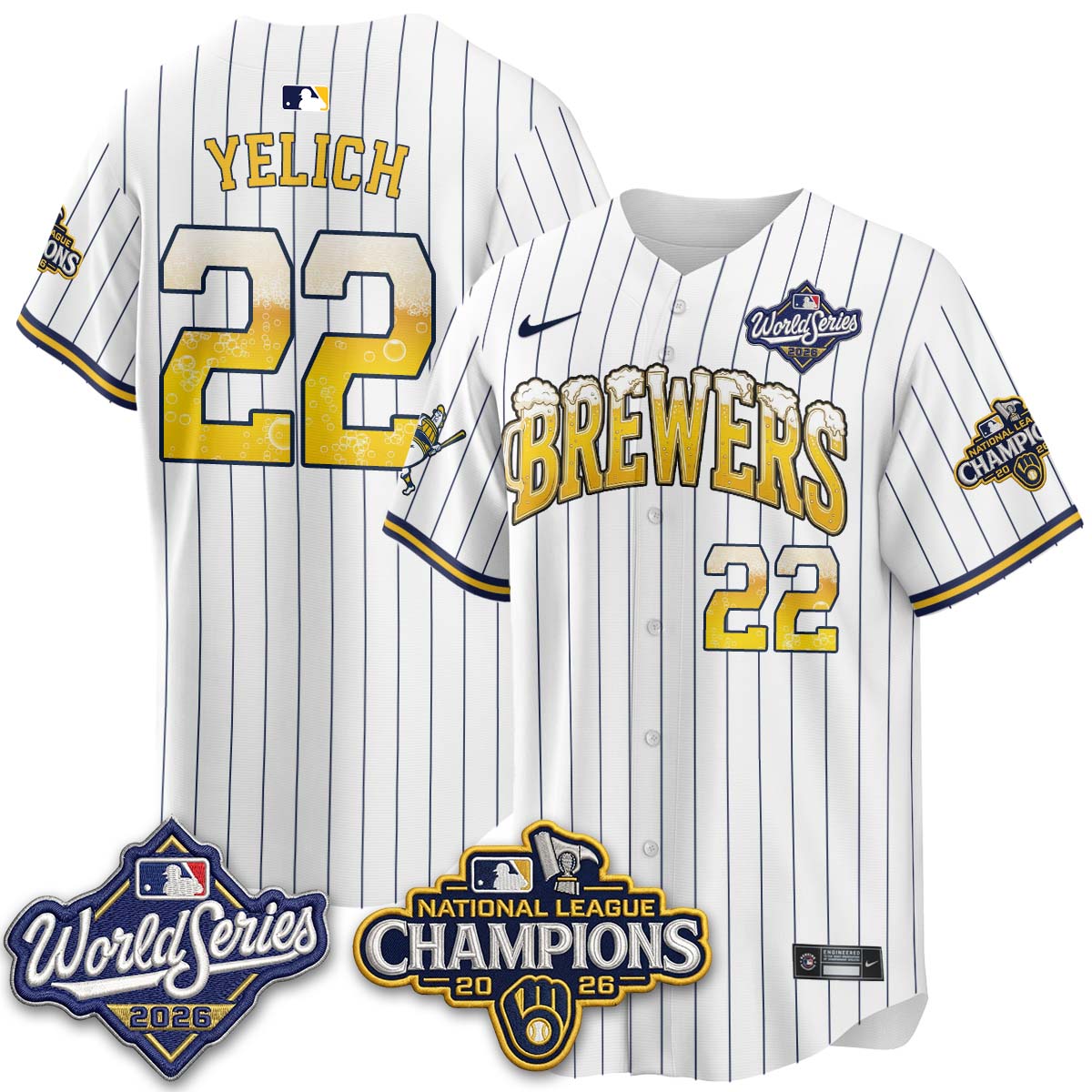 Milwaukee Brewers "Pitcher & Pint" WS26 & 2026 NL Champions Vapor Jersey - Stitched (V2)