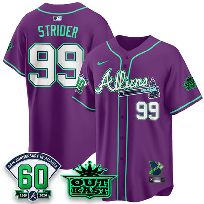 Atlanta Braves x Atliens Cool Base Galaxy Version Jersey - Stitched
