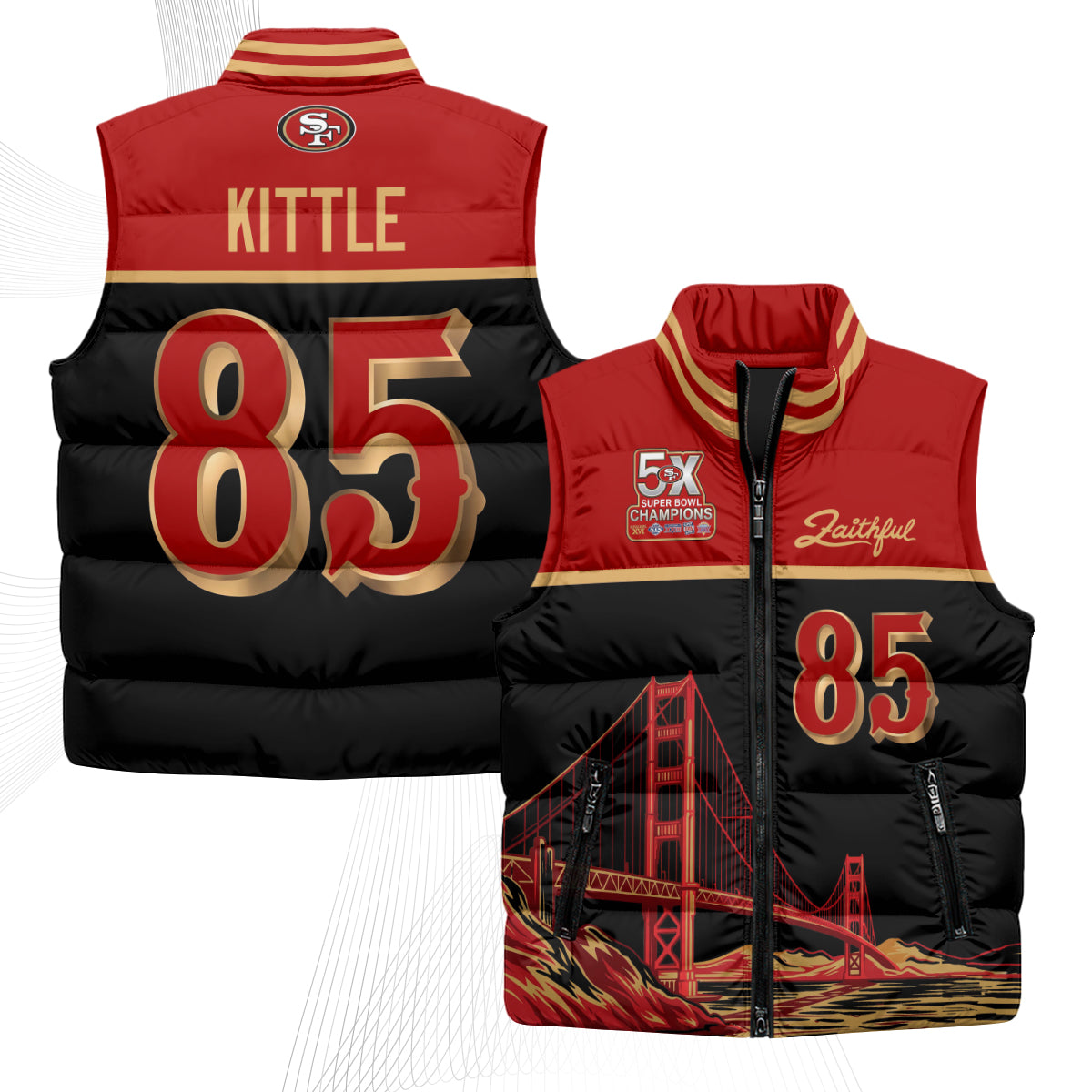 San Francisco 49ers Faithful Puffer Vest - Printed
