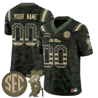 Ole Miss Rebels 2026 Salute to Service Vapor Custom Jersey - Stitched-NQD