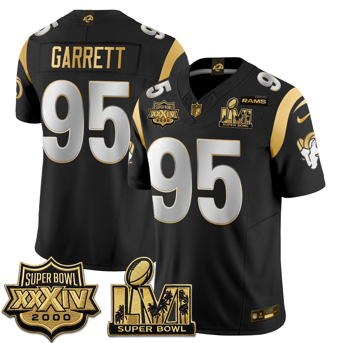 Los Angeles Rams SBowl Champs Gold Vapor Jersey - Stitched