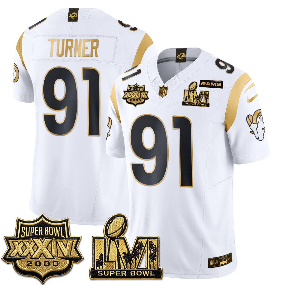 Los Angeles Rams SBowl Champs Gold Vapor Jersey - Stitched