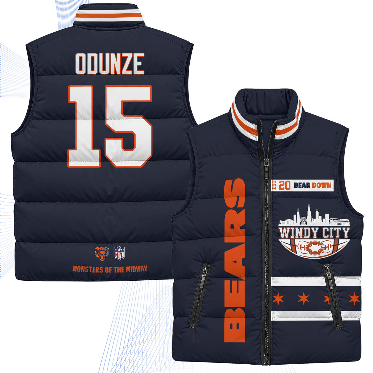 Chicago Bears "Windy City" Puffer Vest - Printed