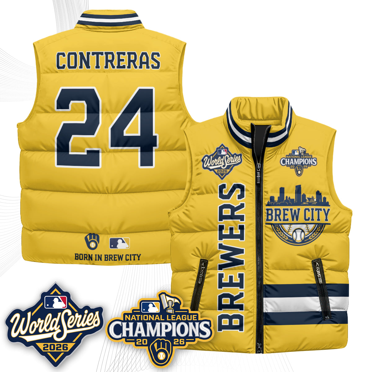 Milwaukee Brewers 2026 NL Champions Puffer Vest - Printed