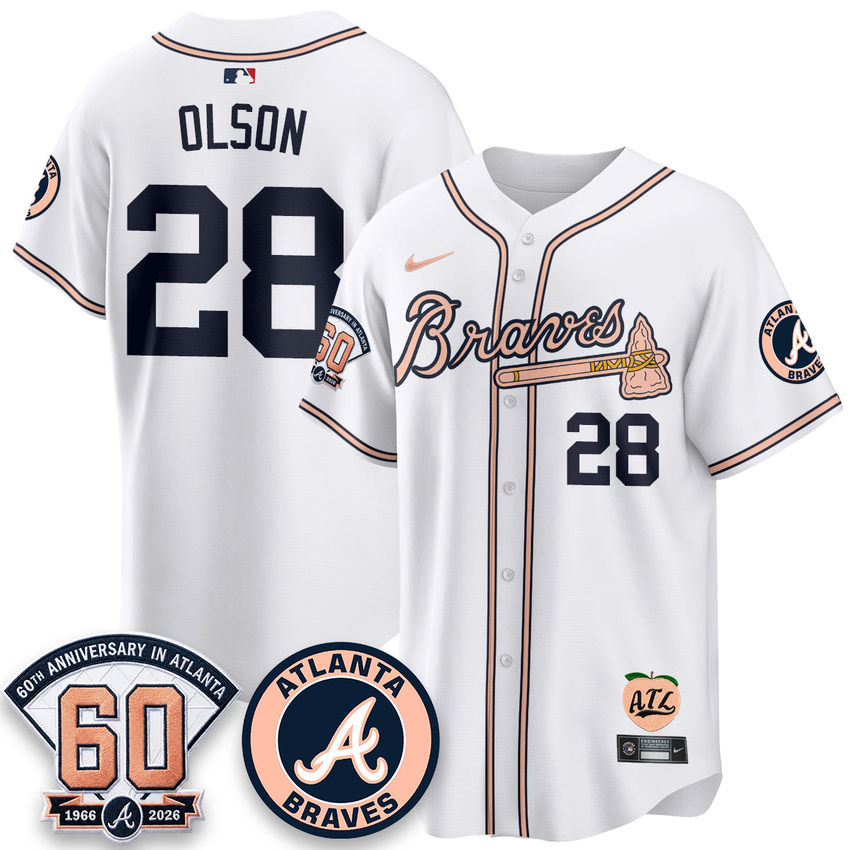 Atlanta Braves 60th Anniversary Peach Edition Vapor Premier Limited Jersey - All Stitched (1)