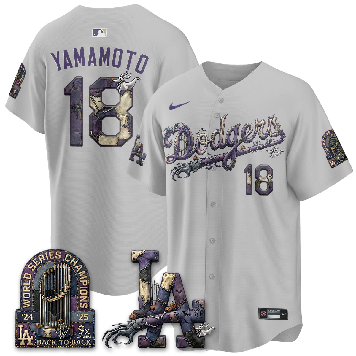 Los Angeles Dodgers Nightmare Edition Vapor Jersey - Stitched