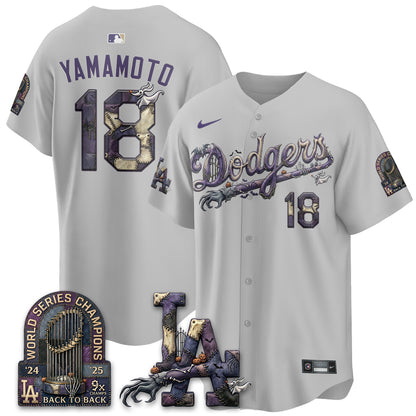 Los Angeles Dodgers Nightmare Edition Vapor Jersey - Stitched