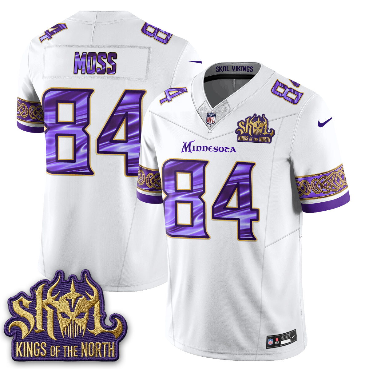 Minnesota Vikings Fangear Edition Warrior Skol Patch Vapor Jersey - Stitched