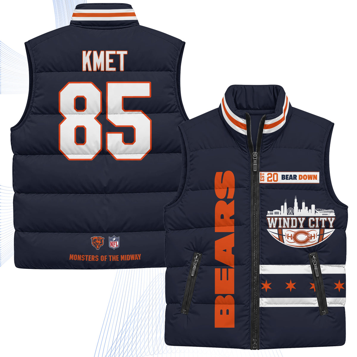 Chicago Bears "Windy City" Puffer Vest - Printed