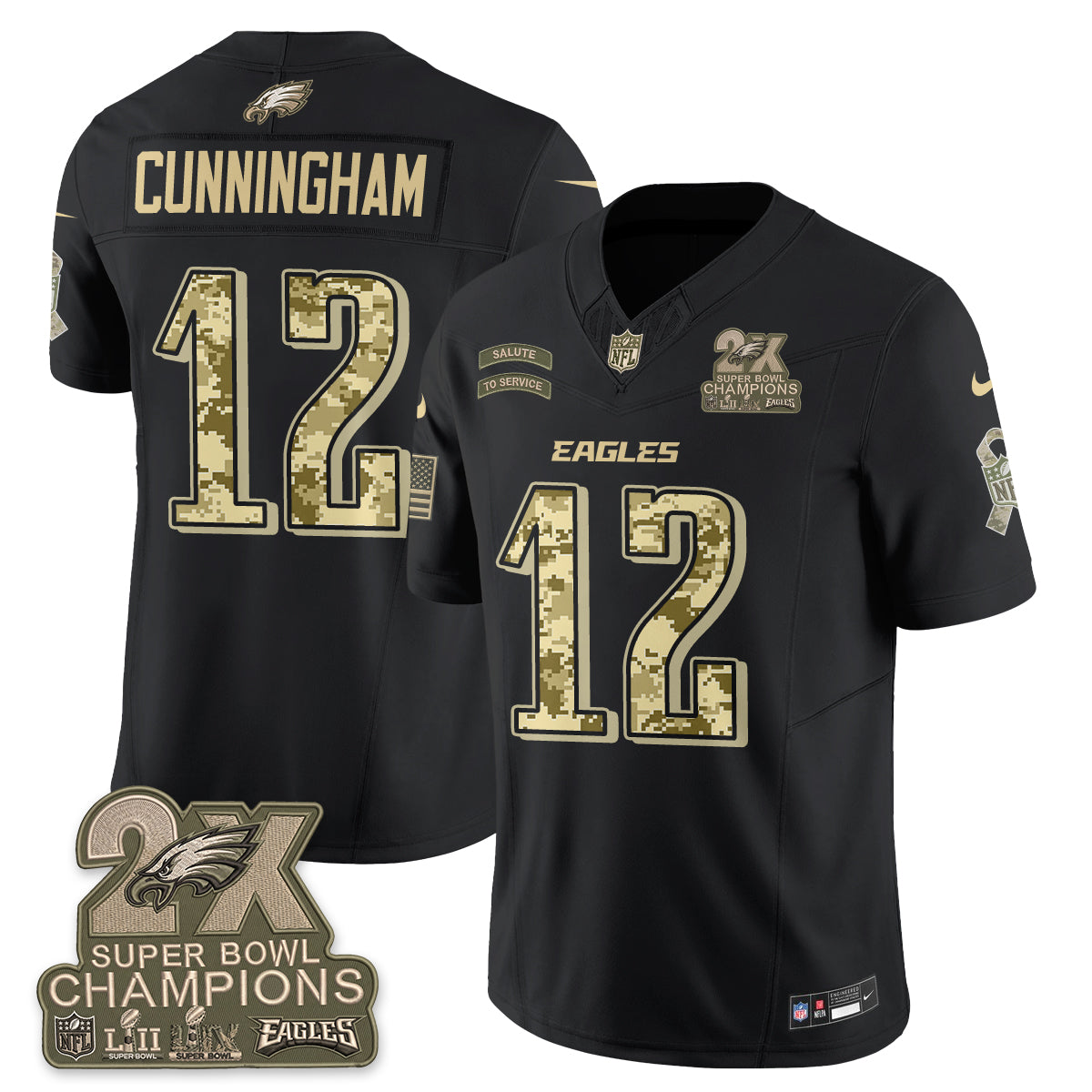 Philadelphia Eagles Salute to Service V2 Vapor Jersey - Stitched-NQD