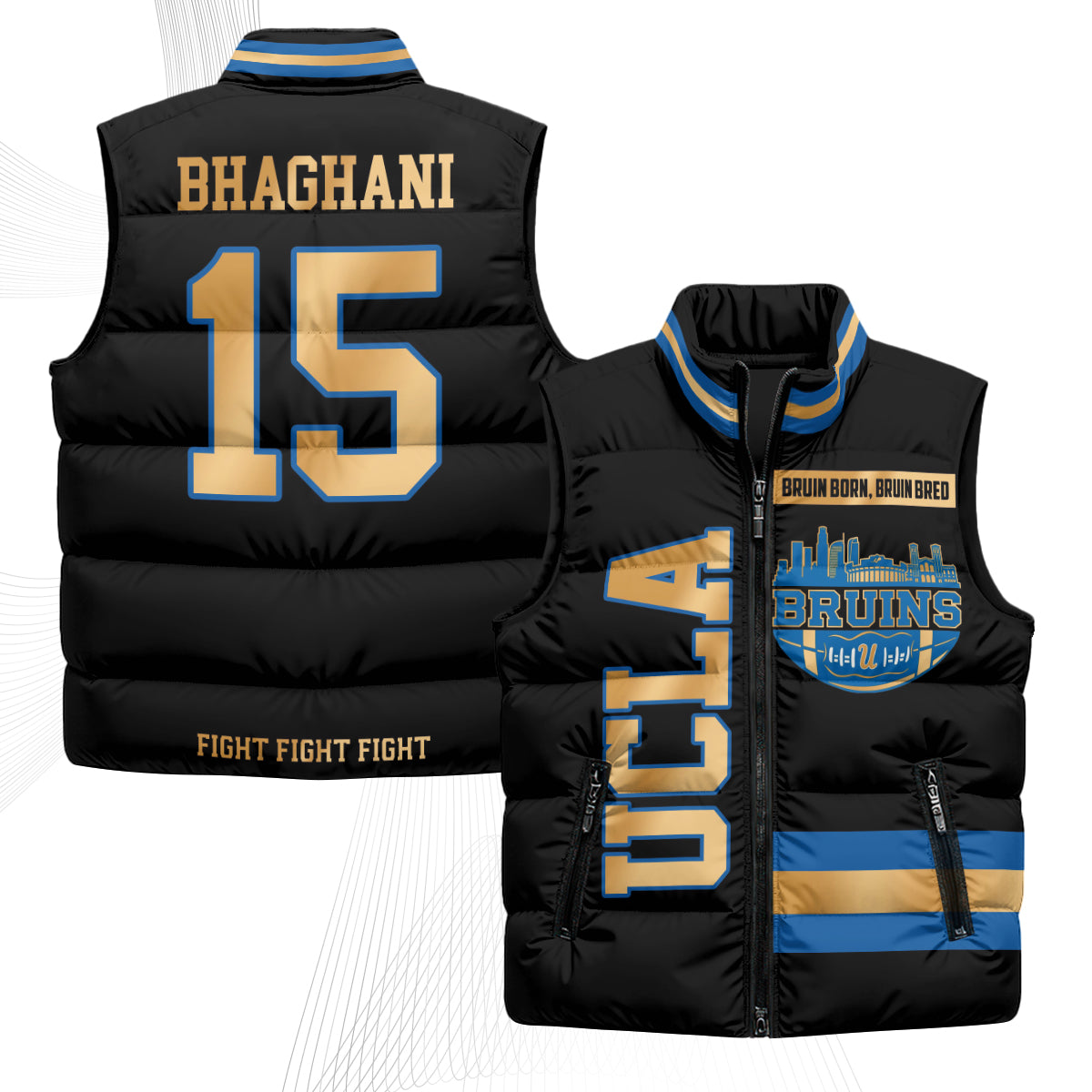UCLA Bruins Fight Fight Fight Puffer Vest - Printed