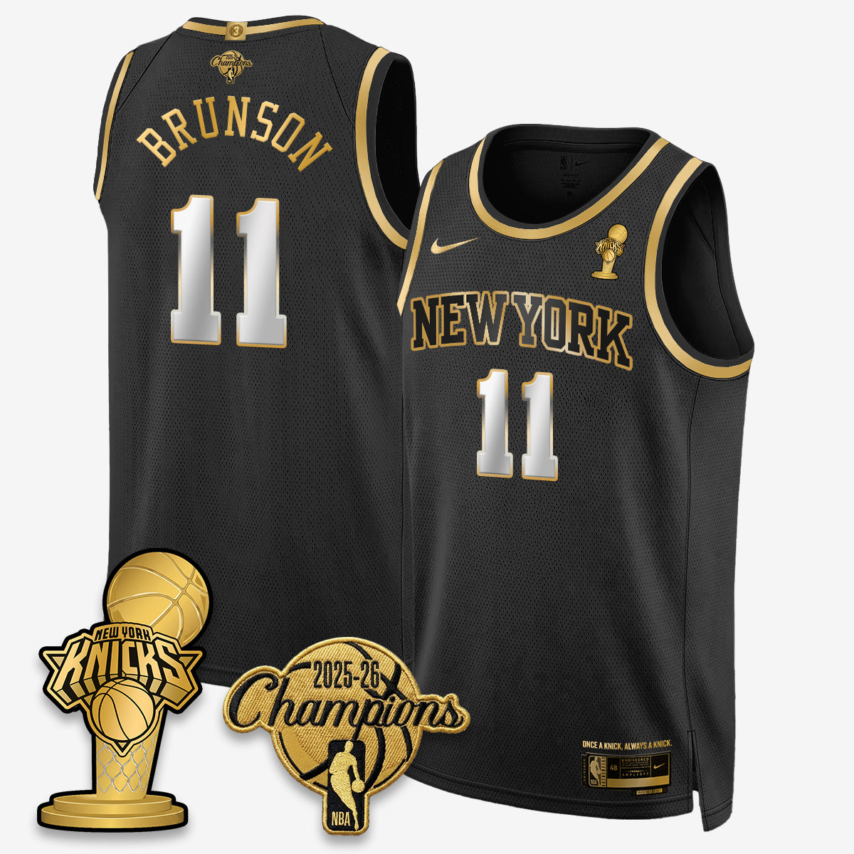 New York Knicks 2026 NBA Champions Gold Edition Vapor Jersey - Stitched