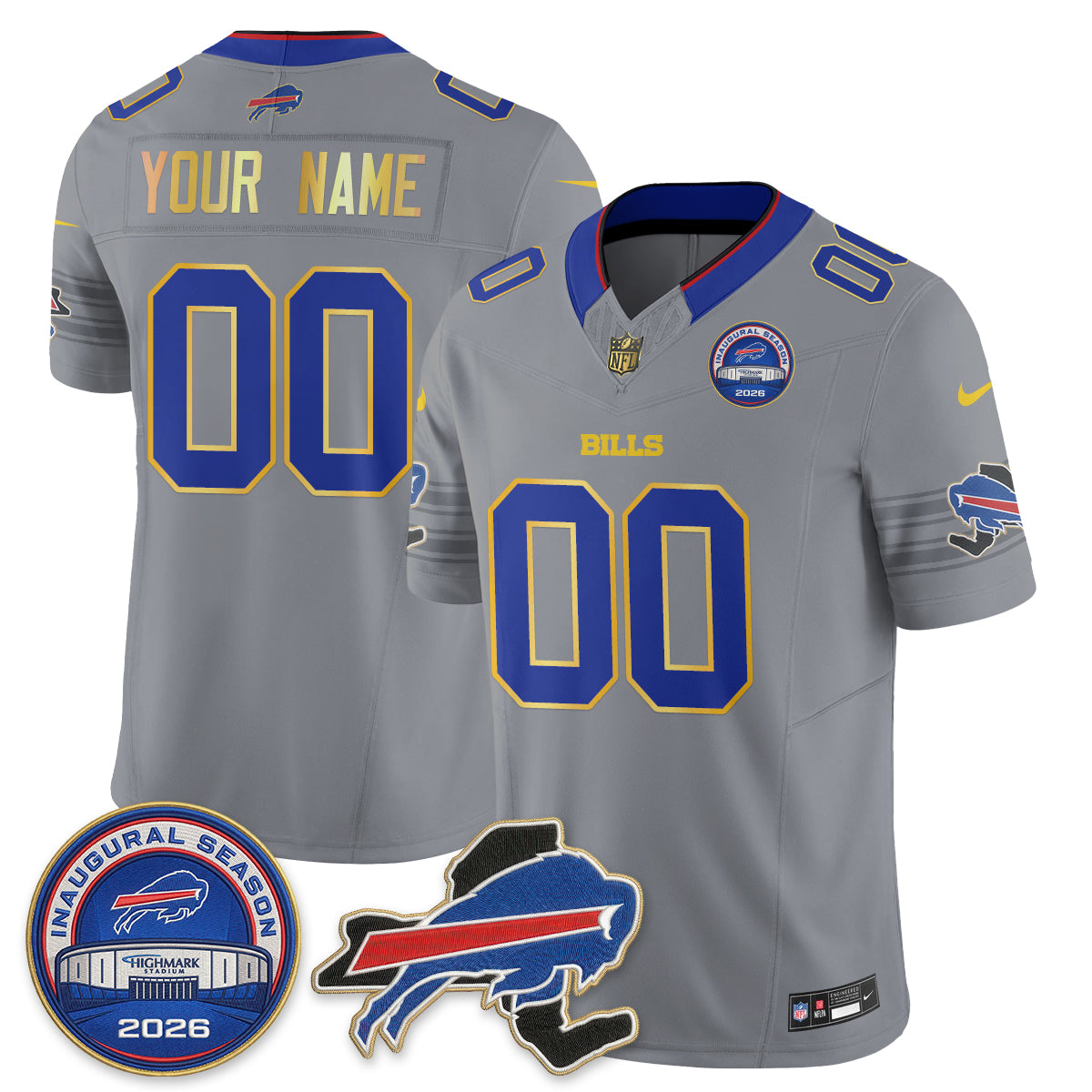 Buffalo Bills 2026 Gold Trim Edition Vapor Custom Jersey - Stitched