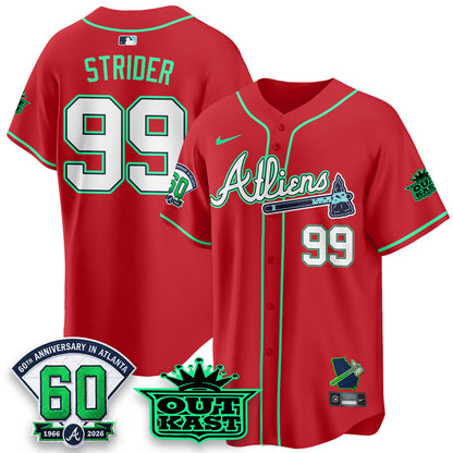 Atlanta Braves x Atliens Cool Base Galaxy Version Jersey - Stitched