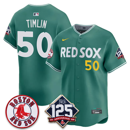 Boston Red Sox 125th Anniversary Patch Vapor Jersey - Stitched