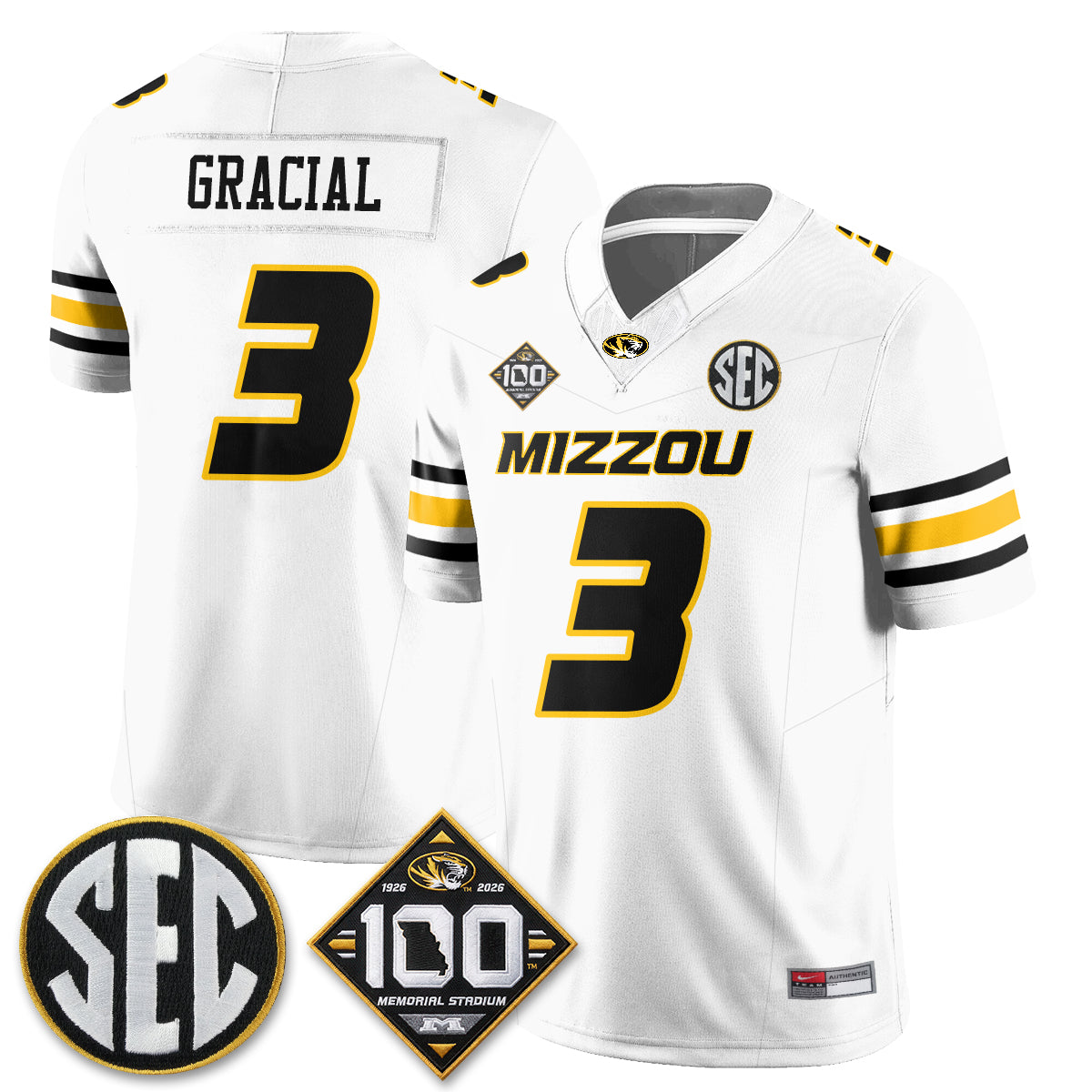 Missouri Tigers 100th Anniversary of Memorial Stadium Vapor Jersey - Stitched