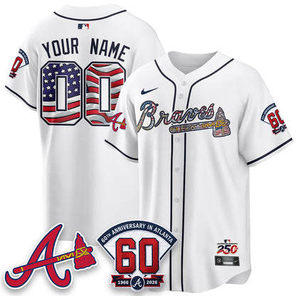 Atlanta Braves 2026 Independence Day USA Vapor Limited Custom Jersey - Stitched