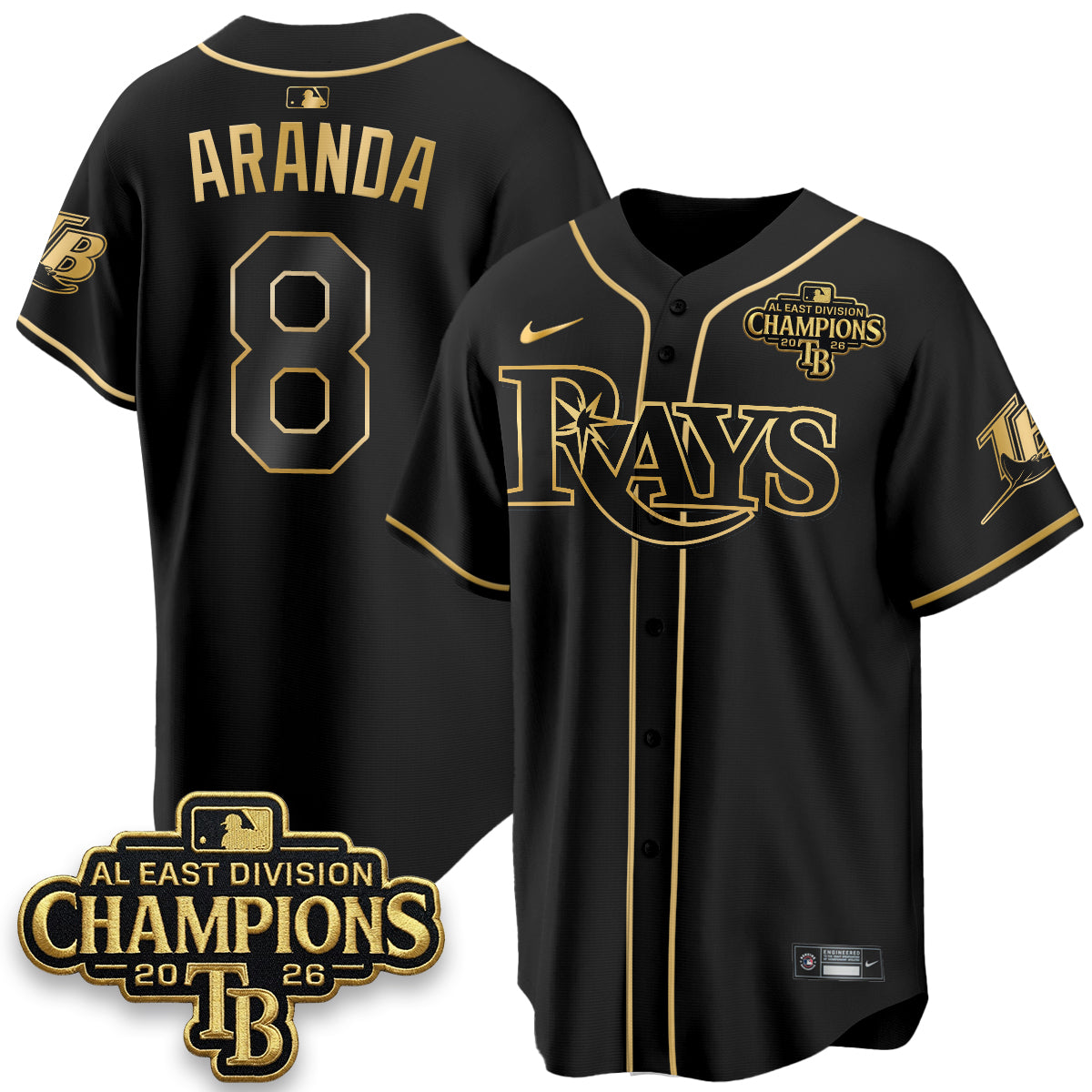 Tampa Bay Rays 2026 AL East Champs Gold Edition Vapor Jersey - Stitched-NQD