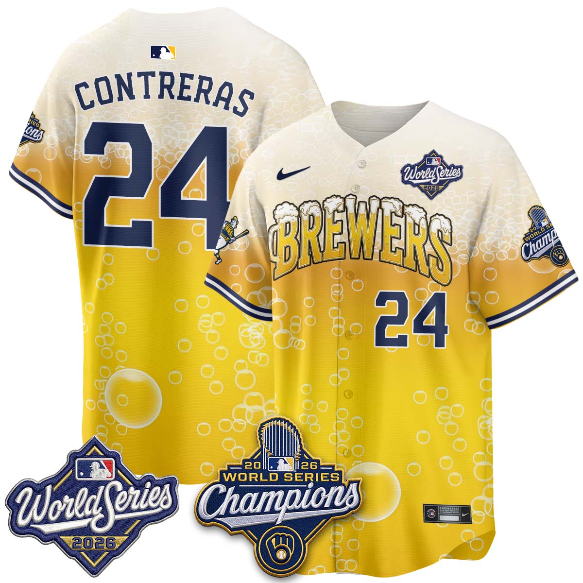 Milwaukee Brewers "Pitcher & Pint" 2026 WS Champions Vapor Jersey - Stitched