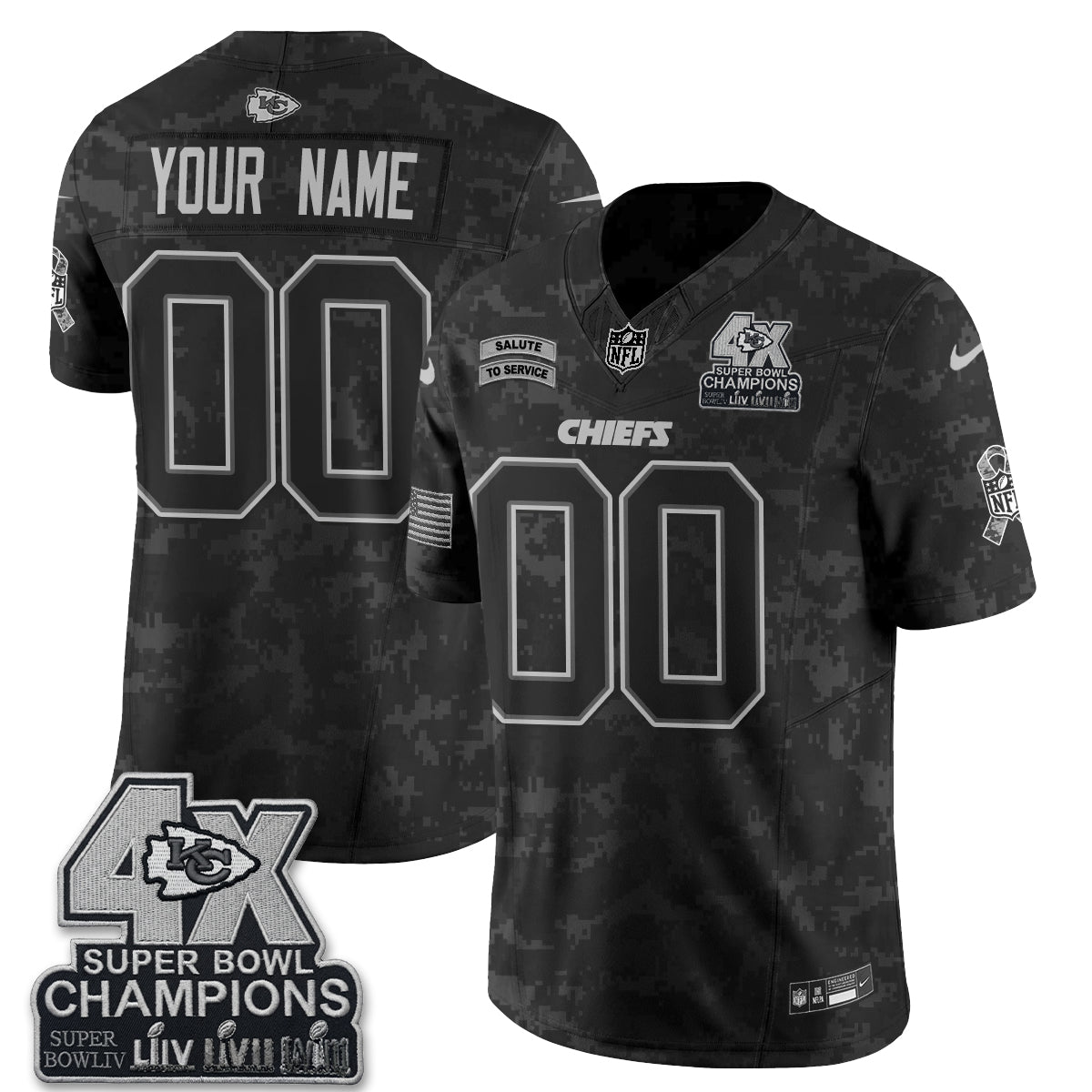 Kansas City Chiefs 2026 Salute to Service Vapor Custom Jersey V2- Stitched