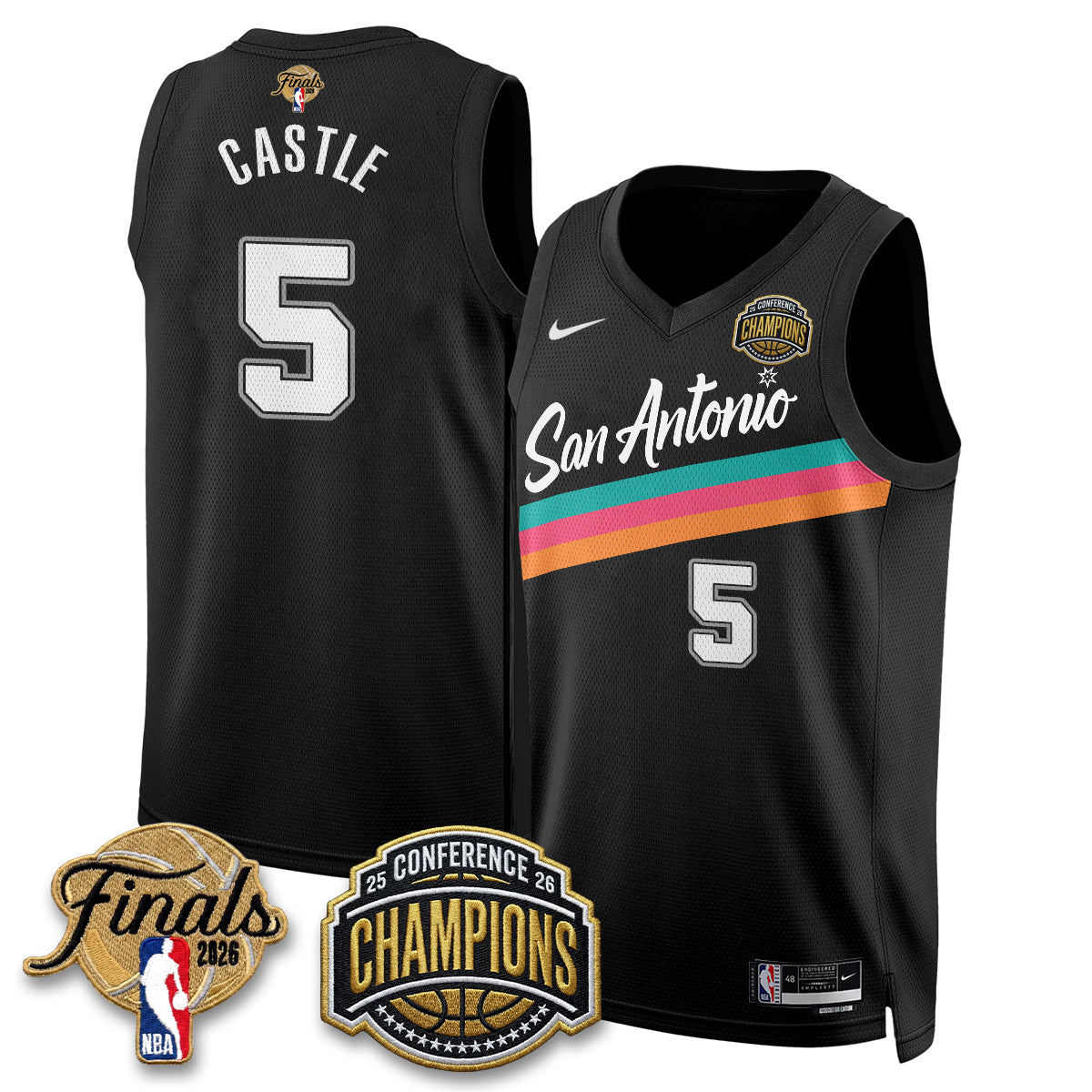 San Antonio Spurs 2026 NBA Western Conference Champions Vapor City Edition Jersey - Stitched
