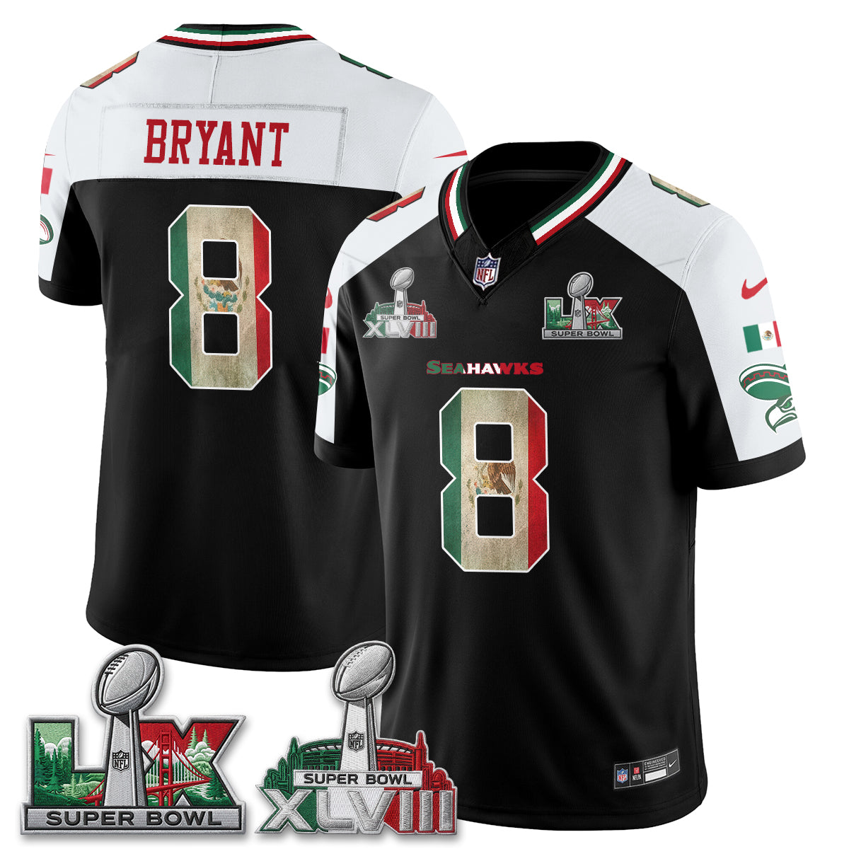 Seattle Seahawks Mexico Edition Vapor Jersey V2- Stitch-NQD