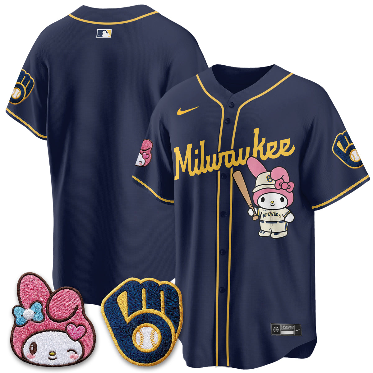 Milwaukee Brewers x Pink Sanrio Friend Edition Vapor Jersey - Stitched