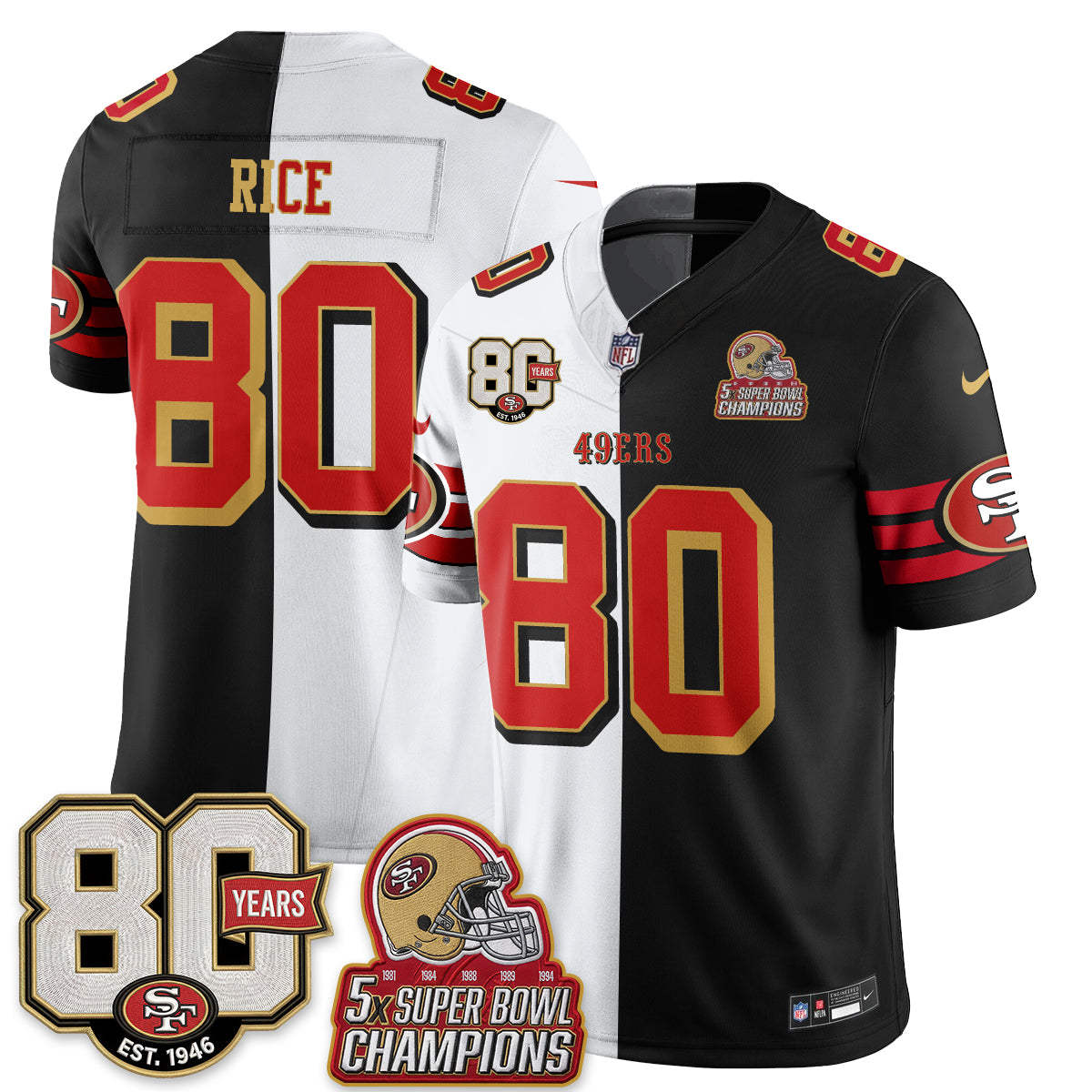 San Francisco 49ers Split Style Vapor Jersey - Stitched
