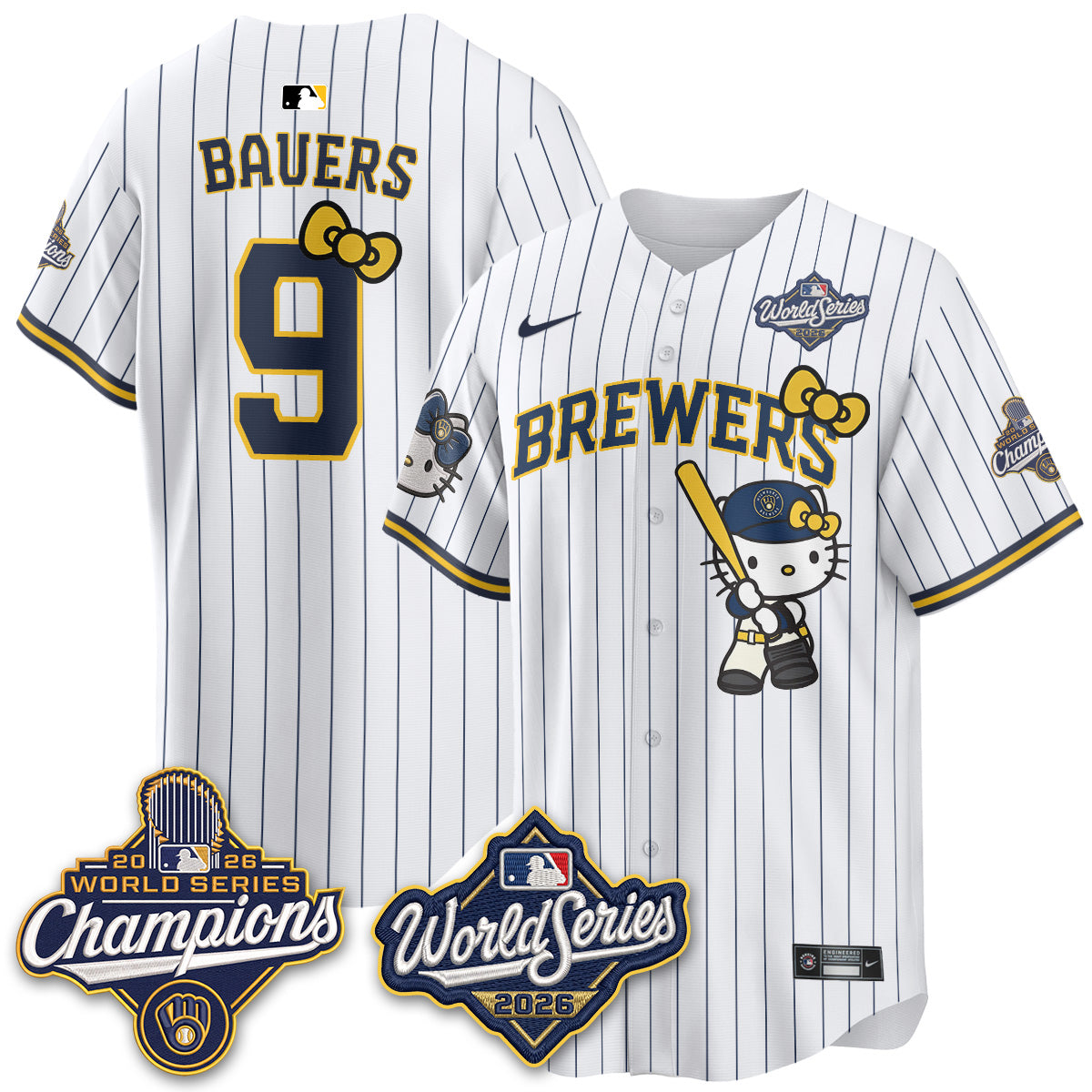 Milwaukee Brewers 2026 WS Champions x Meow KT Vapor Jersey - Stitched
