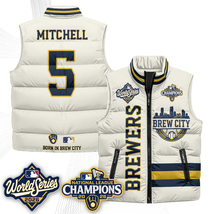 Milwaukee Brewers 2026 NL Champions Puffer Vest - Printed
