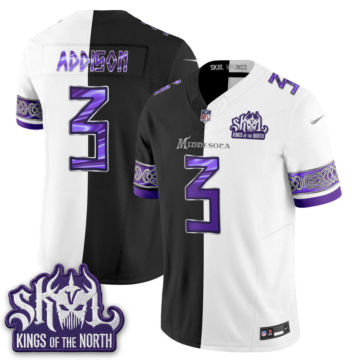 Minnesota Vikings Warrior Split Edition Vapor Jersey - Stitched-NQD