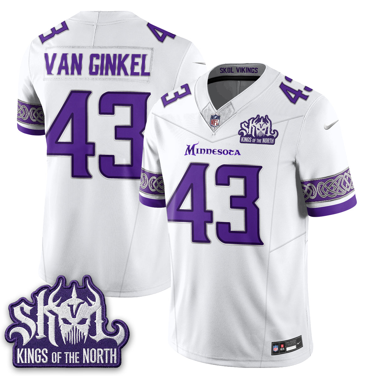 Minnesota Vikings Fangear Edition Warrior Skol Patch Vapor Jersey - Stitched