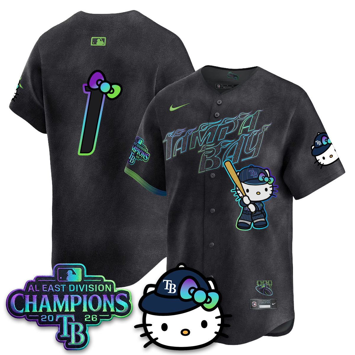 Tampa Bay Rays x Meow KT 2026 AL East Champs Vapor Jersey - Stitched-NQD
