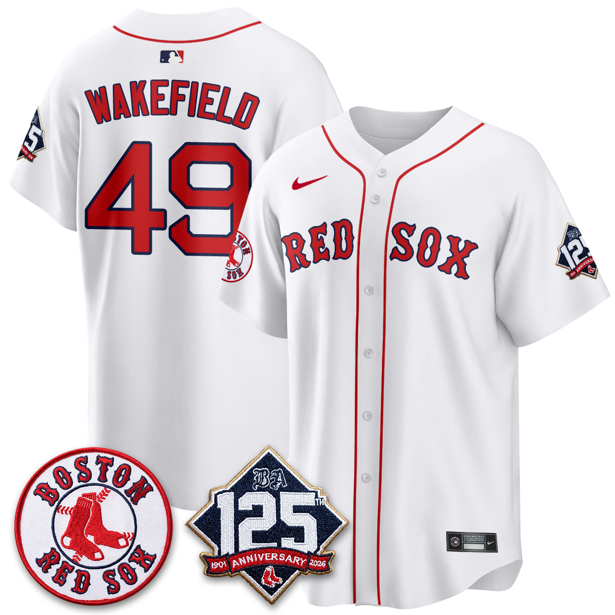 Boston Red Sox 125th Anniversary Patch Vapor Jersey - Stitched