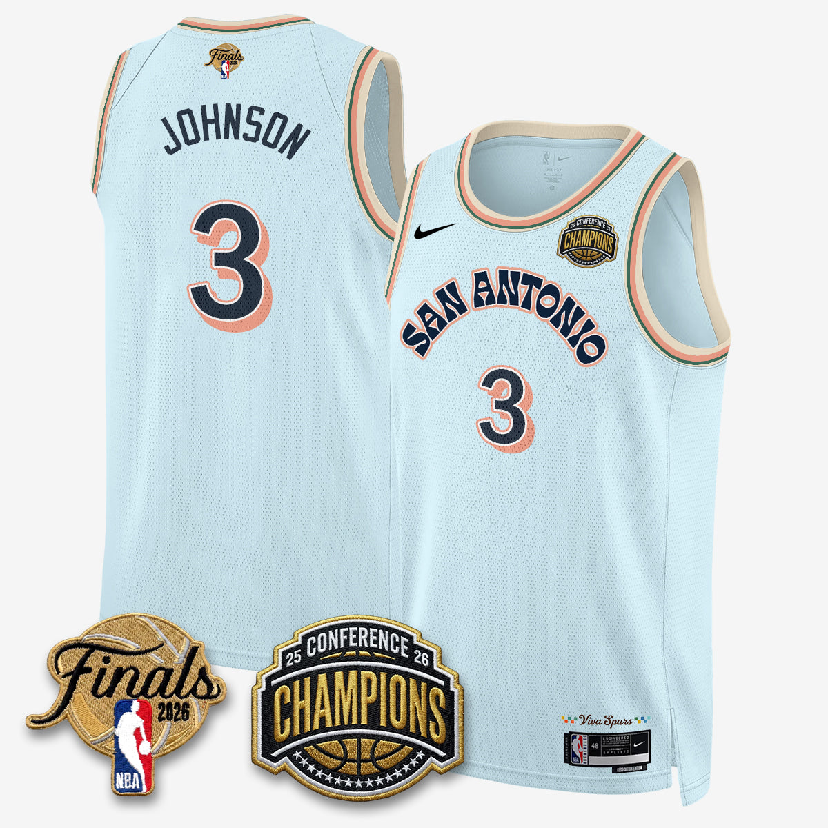 San Antonio Spurs 2026 NBA Western Conference Champions Vapor City Edition Jersey - Stitched