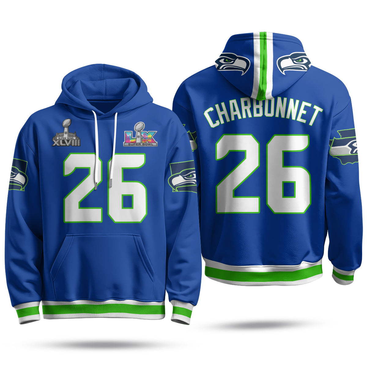 Seattle Seahawks S.Bowl Champs Hoodie - Stitched