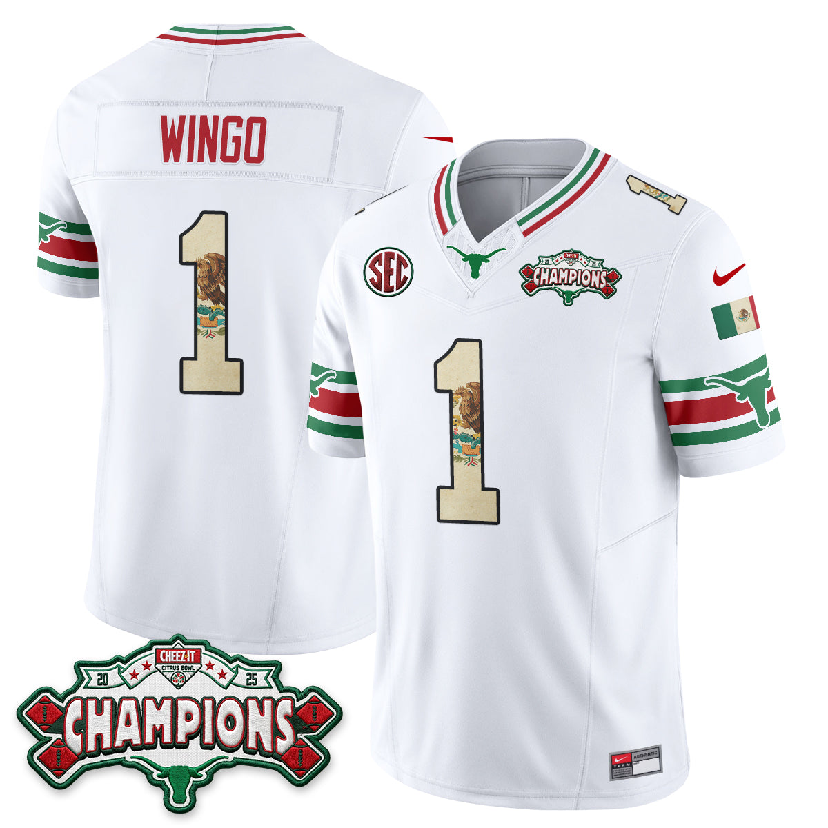 Texas Longhorns Mexico Edition Vapor Jersey - Stitched-NQD