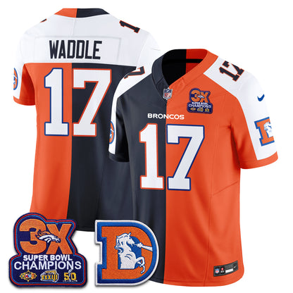 Denver Broncos Throwback Split Vapor Jersey - Stitched-NQD