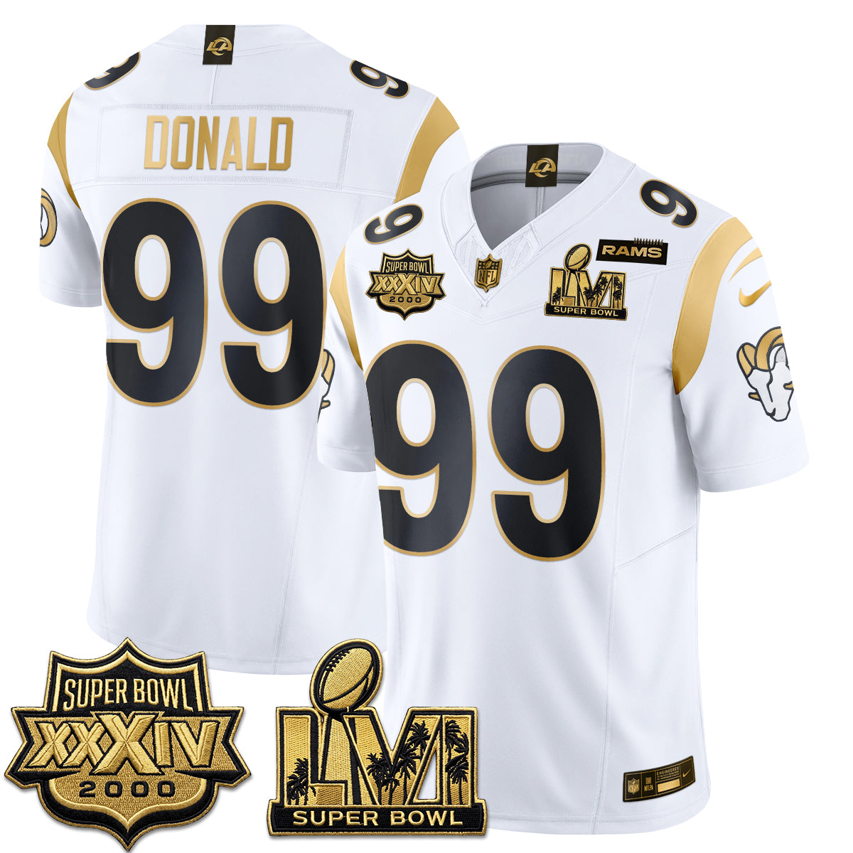 Los Angeles Rams SBowl Champs Gold Vapor Jersey - Stitched