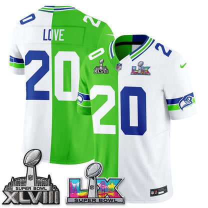 Seattle Seahawks Throwback 2 SB Patches Vapor Jersey - Stitched-NQD