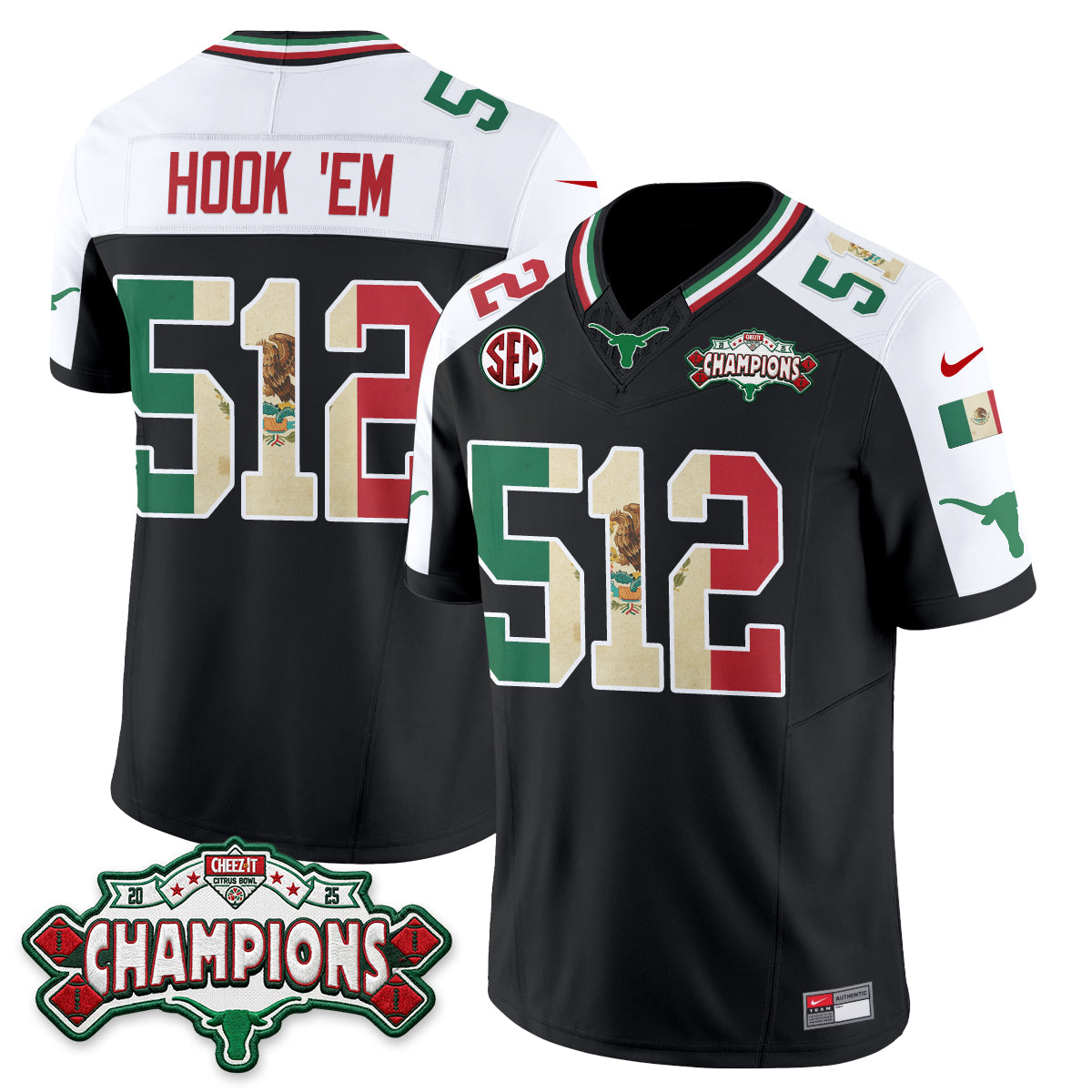 Texas Longhorns Mexico Edition Vapor Jersey - Stitched-NQD