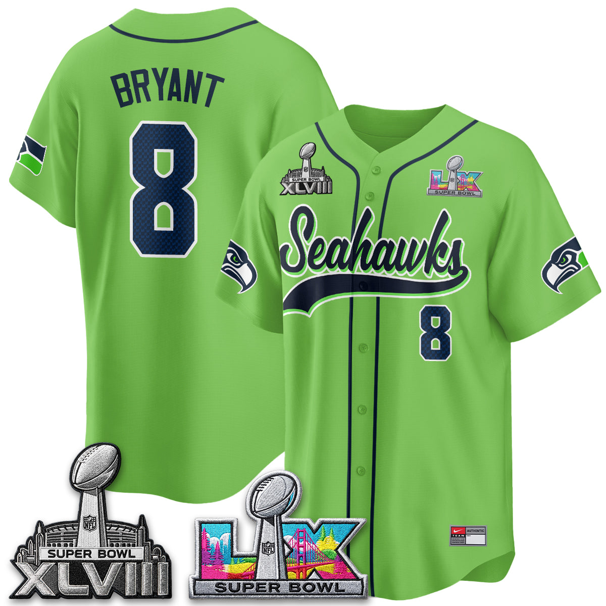 Seattle Seahawks S.Bowl Champs Baseball Vapor Jersey - Stitched