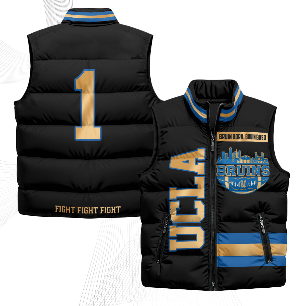UCLA Bruins Fight Fight Fight Puffer Vest - Printed