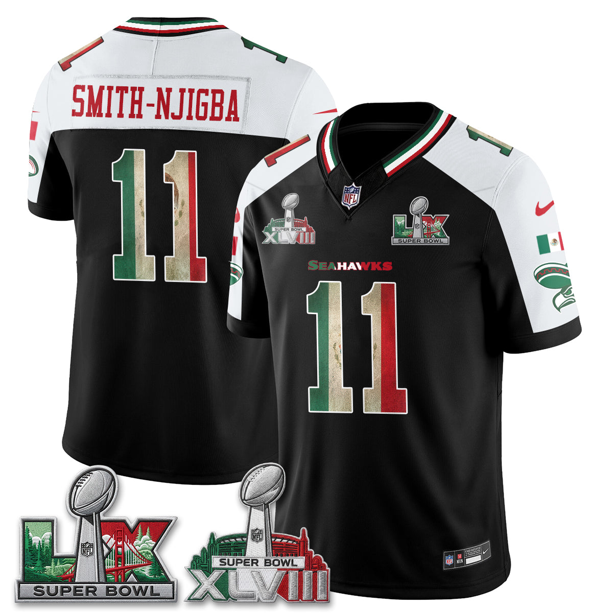 Seattle Seahawks Mexico Edition Vapor Jersey V2- Stitch-NQD