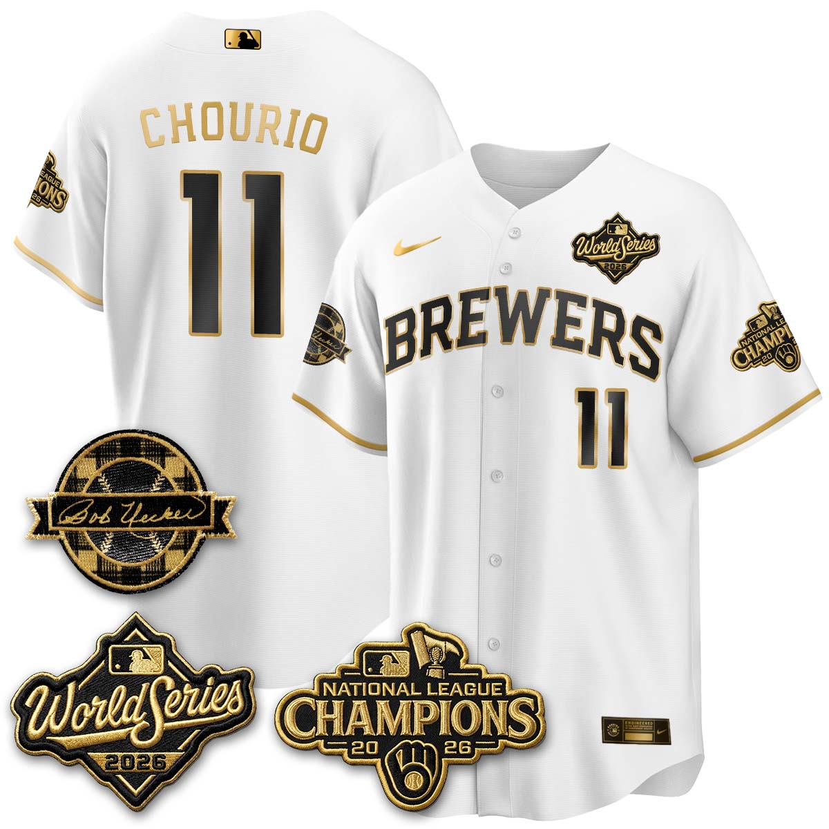 MIL 2026 NL Champions - Bob Uecker Patch Vapor Jersey - Stitched-NQD.