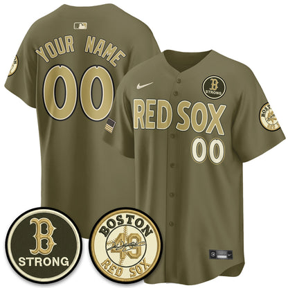 BOS New Era Olive 2026 Armed Forces Day Custom Jersey - All Stitched
