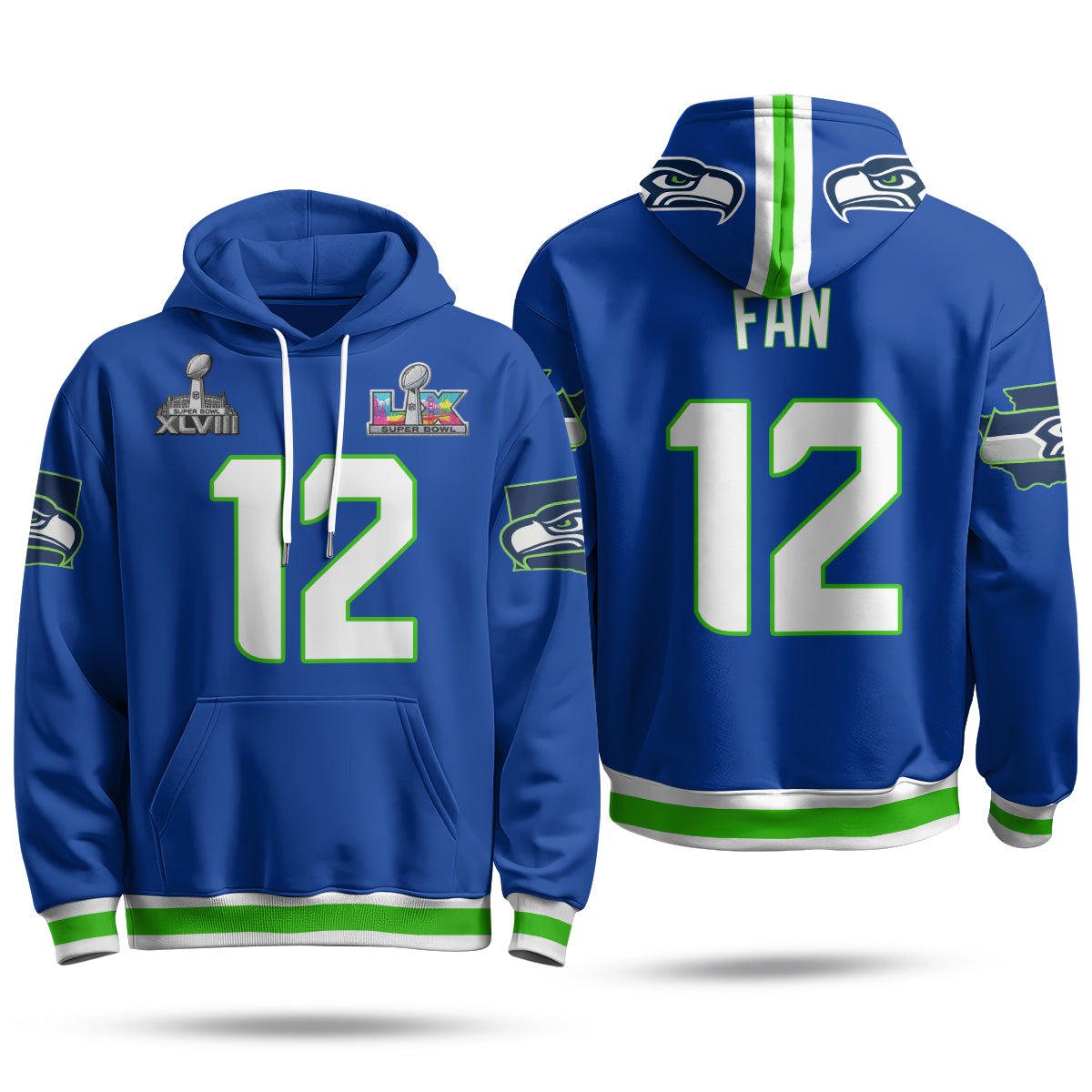 Seattle Seahawks S.Bowl Champs Hoodie - Stitched