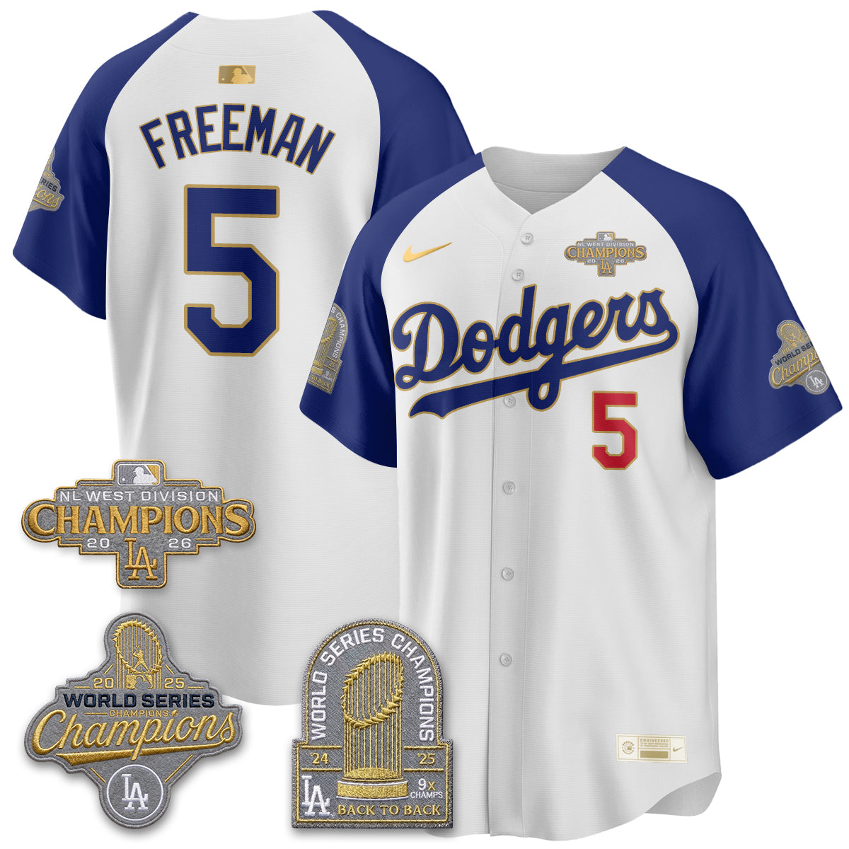Los Angeles Dodgers 2026 NL West Champs Gold Vapor Jersey- Stitched