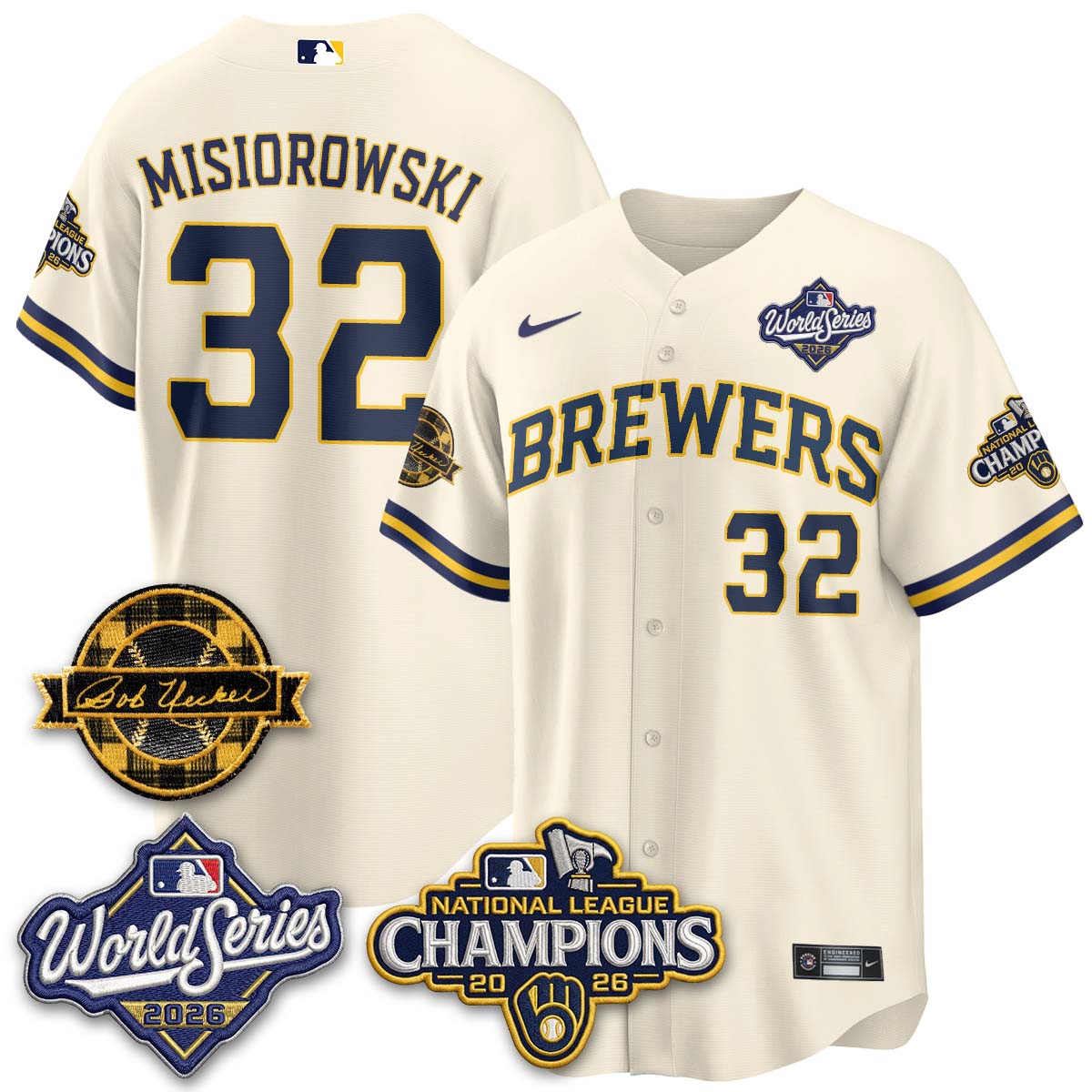 MIL 2026 NL Champions - Bob Uecker Patch Vapor Jersey - Stitched-NQD.
