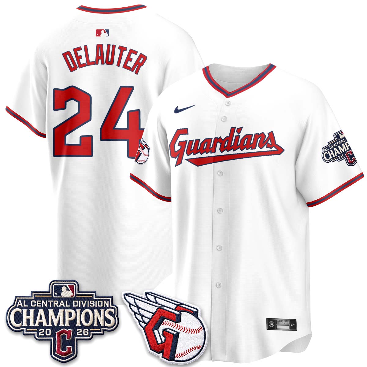 Cleveland Guardians 2026 AL Central Champs Vapor Jersey - Stitched